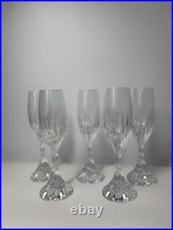 Set of 6 Baccarat Crystal Massena Champagne Flutes Glasses. 8 1/2