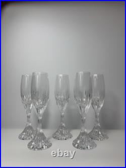 Set of 6 Baccarat Crystal Massena Champagne Flutes Glasses. 8 1/2