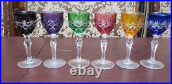 Set of 6 Bohemian 4.75 Inch Cordial Glasses Multi Colors Cut To Clear Crystal Set of 6 Bohemian 4.75 Inch Cordial Glasses Multi Colors Cut To Clear Crystal