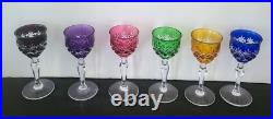 Set of 6 Bohemian 4.75 Inch Cordial Glasses Multi Colors Cut To Clear Crystal Set of 6 Bohemian 4.75 Inch Cordial Glasses Multi Colors Cut To Clear Crystal