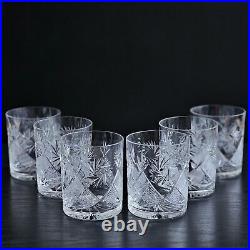 Set of 6 Classic Cut Crystal Rocks Glasses 11 oz Whiskey Scotch