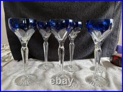 Set of 6 Cobalt Blue Cut to Clear Crystal Wine Glasses 8 Bohemian Style Set of 6 Cobalt Blue Cut to Clear Crystal Wine Glasses 8 Bohemian Style
