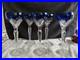 Set of 6 Cobalt Blue Cut to Clear Crystal Wine Glasses 8 Bohemian Style