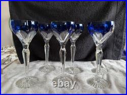 Set of 6 Cobalt Blue Cut to Clear Crystal Wine Glasses 8 Bohemian Style Set of 6 Cobalt Blue Cut to Clear Crystal Wine Glasses 8 Bohemian Style