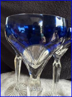 Set of 6 Cobalt Blue Cut to Clear Crystal Wine Glasses 8 Bohemian Style Set of 6 Cobalt Blue Cut to Clear Crystal Wine Glasses 8 Bohemian Style