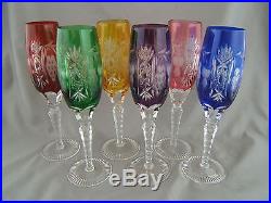 Set of 6 Colors Crystal Clear Industries 9'' Champagne Flute Cut to Clear