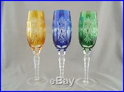 Set of 6 Colors Crystal Clear Industries 9'' Champagne Flute Cut to Clear