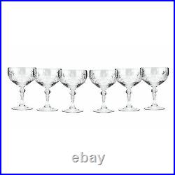 Set of 6 Crystal Glassware for Hosting Parties and Events 7oz Champagne Coup