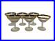 Set of 6 Cut Crystal Champagne Coupe Glasses Gold Etched Rim Rare