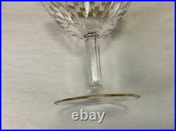 Set of 6 Cut Crystal Champagne Coupe Glasses Gold Etched Rim Rare