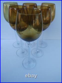 Set of 6 Elegant 12 Tall Crystal Amber Wine Glass with Clear Twist Stem