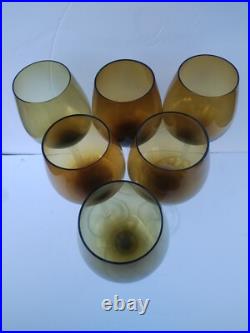 Set of 6 Elegant 12 Tall Crystal Amber Wine Glass with Clear Twist Stem