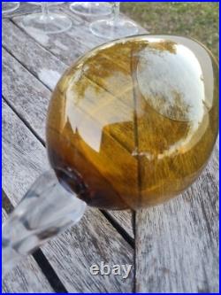 Set of 6 Elegant 12 Tall Crystal Amber Wine Glass with Clear Twist Stem