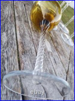 Set of 6 Elegant 12 Tall Crystal Amber Wine Glass with Clear Twist Stem