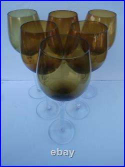 Set of 6 Elegant 12 Tall Crystal Amber Wine Glass with Clear Twist Stem
