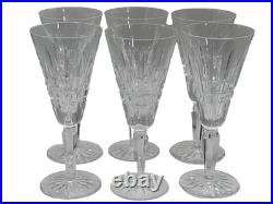 Set of 6 Glenmore Fluted Champagne Glasses by Waterford Crystal Glass 7 1/8