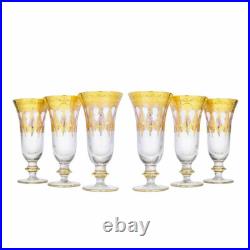 Set of 6 Interglass Italy Crystal Glasses Clear Italian Champagne Flutes