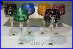 Set of 6 LAUSITZER GERMAN CASED CUT TO CLEAR CRYSTAL WINE GOBLETS 8 NEW