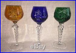 Set of 6 NACHTMAN COLORED CRYSTAL CUT Cordial Glasses, Mint Condition