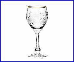 Set of 6 Neman Glassworks, 10-Oz Vintage Russian Crystal Wine Glasses Goblets