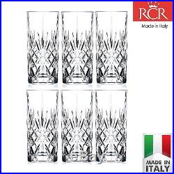 Set of 6 RCR Crystal Melodia Highball Itlian Glasses, 35cl -Same Day Ship