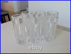 Set of 6 Ralph Lauren Crystal Herringbone 6.25 Highball Heavy Glasses