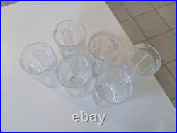 Set of 6 Ralph Lauren Crystal Herringbone 6.25 Highball Heavy Glasses