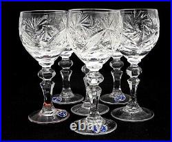 Set of 6 Russian Crystal Stemmed Shot Glasses 2oz Soviet Sherry Vodka Cordials