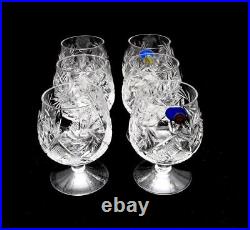 Set of 6 Russian Cut Crystal Brandy Glasses 7 oz Soviet USSR Cognac Snifters