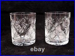 Set of 6 Russian Cut Crystal Rocks Glasses 11 oz Soviet Scotch Whisky DOF