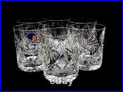 Set of 6 Russian Cut Crystal Rocks Glasses 11 oz Soviet / USSR Whiskey Scotch