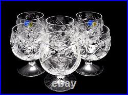 Set of 6 Russian Cut Crystal Snifter Glasses 10 oz USSR Soviet Whiskey Goblet