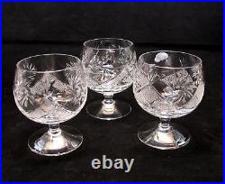 Set of 6 Russian Cut Crystal Snifter Glasses 10 oz USSR Soviet Whiskey Goblet