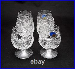 Set of 6 Russian Cut Crystal Snifter Glasses 5 oz USSR Soviet Cognac Goblet