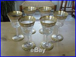 Set of 6 St Louis Crystal Thistle Pattern 7oz Wine Glasses 6 3/8(16.25cms)