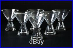 Set of 6 Steuben Crystal Teardrop Stem Cocktail Glasses #7826 Mid-Century Modern