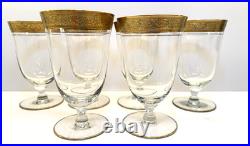 Set of 6 Tiffin Franciscan Rambler Rose 6 Water Goblets Gold Encrusted Optic