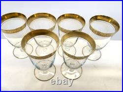 Set of 6 Tiffin Franciscan Rambler Rose 6 Water Goblets Gold Encrusted Optic