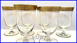 Set of 6 Tiffin Franciscan Rambler Rose 6 Water Goblets Gold Encrusted Optic