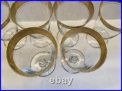 Set of 6 Tiffin Franciscan Rambler Rose 6 Water Goblets Gold Encrusted Optic