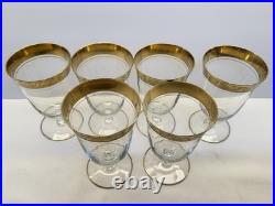 Set of 6 Tiffin Franciscan Rambler Rose 6 Water Goblets Gold Encrusted Optic