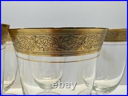 Set of 6 Tiffin Franciscan Rambler Rose 6 Water Goblets Gold Encrusted Optic