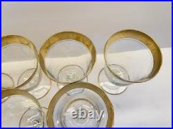 Set of 6 Tiffin Franciscan Rambler Rose 6 Water Goblets Gold Encrusted Optic