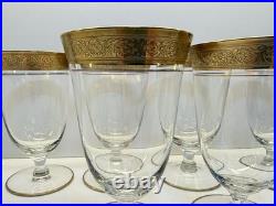 Set of 6 Tiffin Franciscan Rambler Rose 6 Water Goblets Gold Encrusted Optic