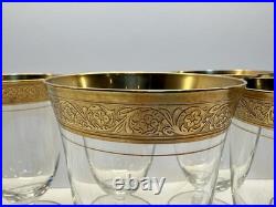 Set of 6 Tiffin Franciscan Rambler Rose 6 Water Goblets Gold Encrusted Optic