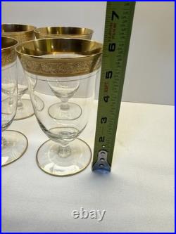 Set of 6 Tiffin Franciscan Rambler Rose 6 Water Goblets Gold Encrusted Optic