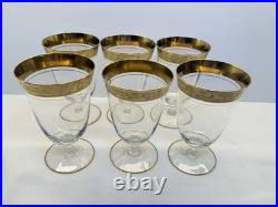 Set of 6 Tiffin Franciscan Rambler Rose 6 Water Goblets Gold Encrusted Optic