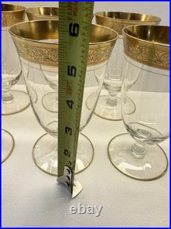 Set of 6 Tiffin Franciscan Rambler Rose 6 Water Goblets Gold Encrusted Optic