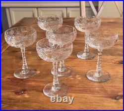 Set of 6 VTG Rock Sharpe Atlantis Cut Crystal Cocktail Glasses 5 3/4