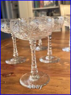 Set of 6 VTG Rock Sharpe Atlantis Cut Crystal Cocktail Glasses 5 3/4